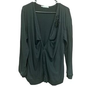 Maurices Black Cardigan Sweater Beaded Embellished Button Front Size‎ 2 - 2XL